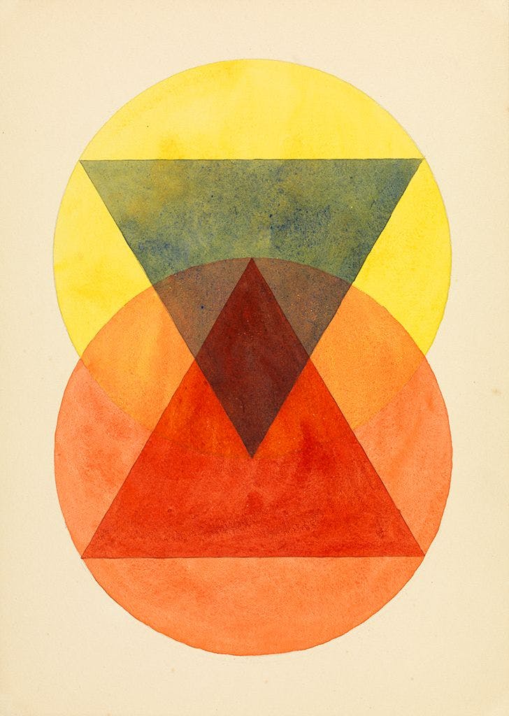 An artwork by Léna Bergner, Durchdringung (Penetration) for Paul Klee's course, circa 1925–1932. Collection of The Getty Research Institute, 850514. copyright Heirs of Léna Bergner
